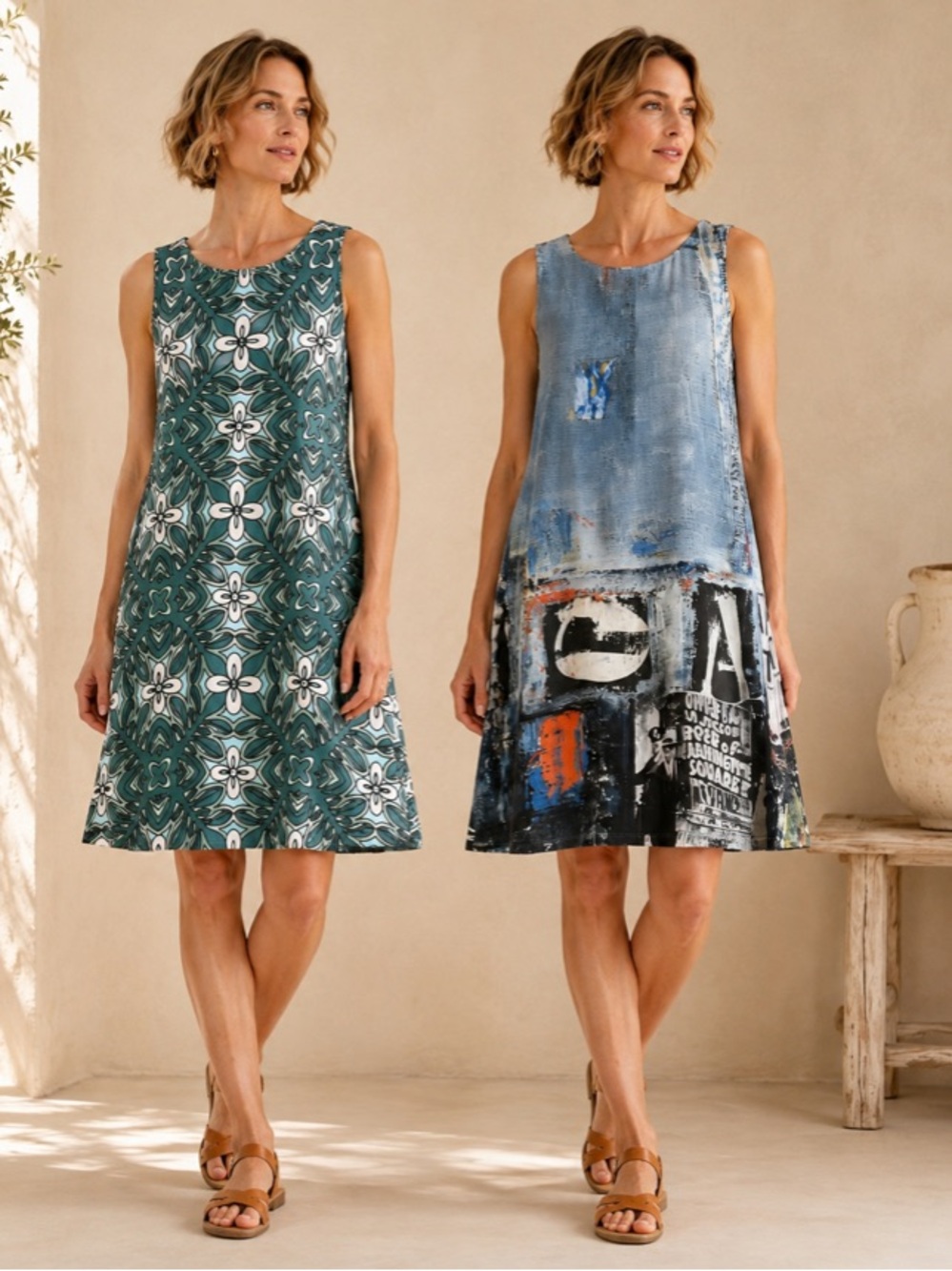 Le Galeriste Reversible Art To Wear Dress A-Line Sleeveless Abstract Canada
